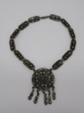 Mexico 925 artist TS necklace with inlay stones, about 18