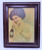 Coca Cola print on canvas framed, 16 1/2