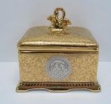 LeMieux 24kt gold and platinum covered dresser box, 4 1/2