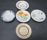 Five Railroad dining car china, five butter pats of various patterns, 3