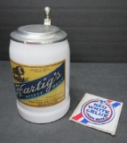 Red White & Blue Ribbon beer patch and Hartig's select beer stein