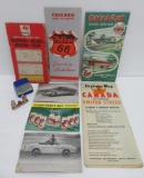 Automotive lot with maps, advertising cards and souvenir viewer