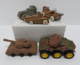 Five metal military vehicle toys, 4
