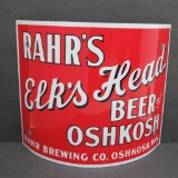 Rahr's Elk's Head Beer Oshkosh, enamel corner sign, 16