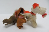 Three wind up animals, working, two dogs and a squirrel, 4 1/2