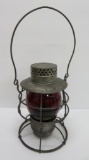 New York New Haven & Hartford railroad lantern, #39 Dietz Vulcan with red embossed globe