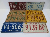 8 vintage license plates, 1970's