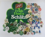 Large vintage Beer button advertising lot, Schlitz, Miller, Old Style,about 105 pins