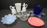 Assorted milk glass and moonstone