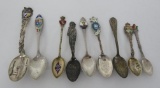 8 sterling souvenir spoons, 3 1/2