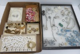 Assorted costume jewelry lot, necklaces, beads, earrings, crystal necklace