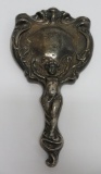 Art Nouveau hand mirror, marked Victor Silver Co 10