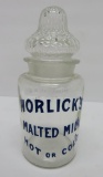 Horlick Malted Milk jar, ground lid, 10
