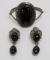 Black onyx bracelet and earrings, sterling