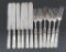 MOP handled flatware, sterling collars, six knives and six forks