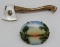 Hand painted scenic pin and ax pin with inset rhinestone