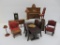 Strombecker and wooden doll house furniture, 16 pieces