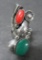 Phil Chapo Navajo turquoise and red coral ring, size 8