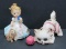 Two Josef Original figurines, cat with yarn and girl with dog, 3 1/2