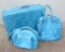 Vintage American Tourister luggage, three pieces, hard side and soft sided, turquoise retro blue