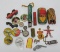 23 Metal and tin toys, some Cracker Jack,, Nabisco, and Topps baseball coins #1 and #18