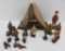 Assorted composition and resin figures and tent display