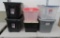 Six complete storage totes