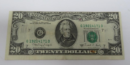1988A Miscut Twenty Dollar $20 Bill G19214171D