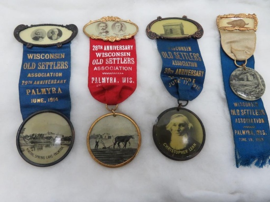 Early 1900's Wisconsin Old Settlers Association Ribbons, Jugates