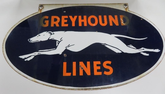 Great Enamel Two Sided Greyhound Lines 36" sign