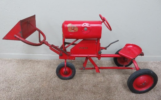 Great Early Pedal Tractor with 4 Implements, attributed to BMC Tractor Junior