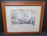 Framed Oconomowoc WI street scene, Vintage Downtown, 21 3/4