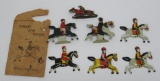 7 metal Cracker Jack toy prizes, Horses and Riders, 2