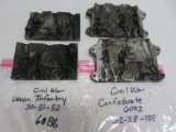 Two toy soldier molds, Civil War Union and Confederate Soldiers