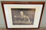 Edison Listening to his first Phonograph framed print, 26 1/2