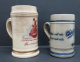 Two early Schlitz stoneware and ceramic steins