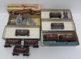 9 HO Model ore box cars, some with boxes