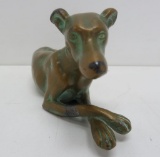Small Greyhound Dog Statue with Brass Verdigre Finish 5