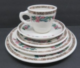 Syracuse Railroad Dining Car China, Indian Tree pattern, 5 piece place setting