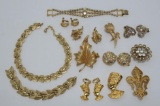 Goldtone jewelry lot, Monet, Trifari,and Napier