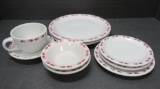 Spokane Portland Seattle Railroad red leaves dining car china, 9 pieces
