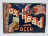 Early Metal Fox Head Lager Beer Sign, 20