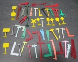 52 Plastic Cracker Jack toy premiums, tools and signs, 1 1/2