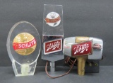 Three vintage Schlitz beer tapper handles, metal and lucite style, 3