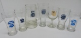 6 unique labeled Pabst and Miller glasses, 5 1/2