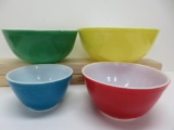 Four bowl nest, Pyrex primary color mixing bowls