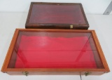 Two table top display cases