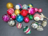 24 Vintage ornaments, balls, Santa and bird (Does NOT SHIP)
