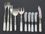 10 Mother of Pearl handled ornate flatware pieces