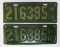 Pair of 1919 Wis license plates, green and yellow, 13